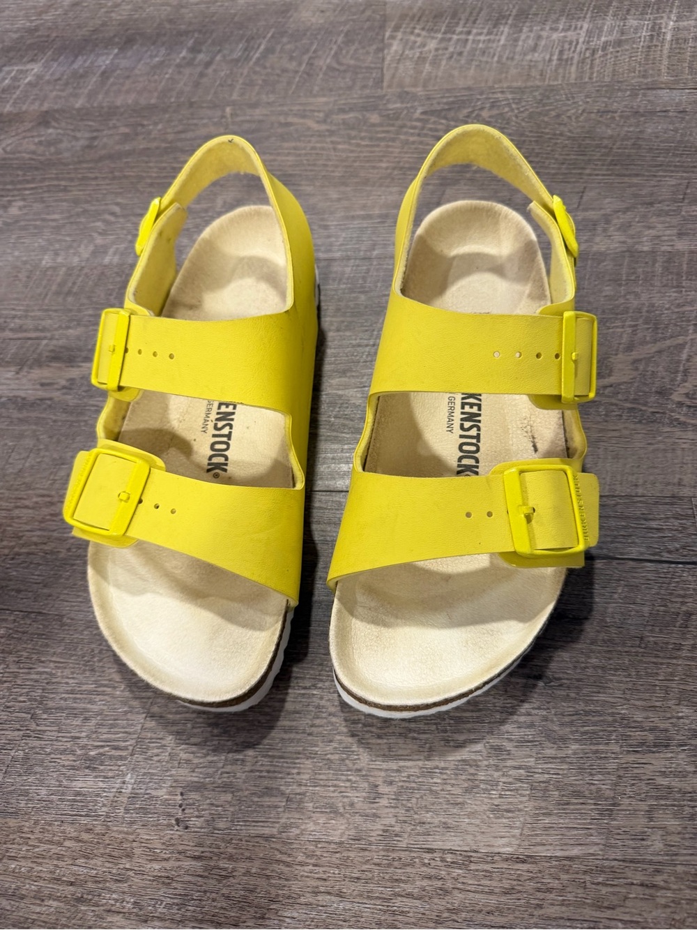 Birkenstock Yellow Double Buckle Slingback Sandals